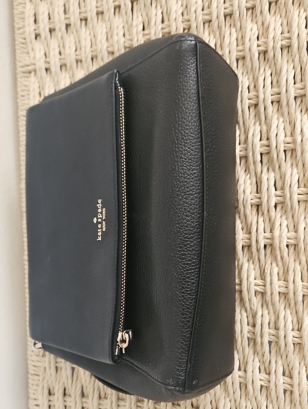kate spade Black Pebbled Leather Shoulder Bag with Front Zip - Picture 3 of 8